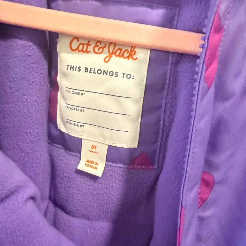 NWT Cat & Jack Lavender Snowsuit with Pink Accents - Picture 2 of 3